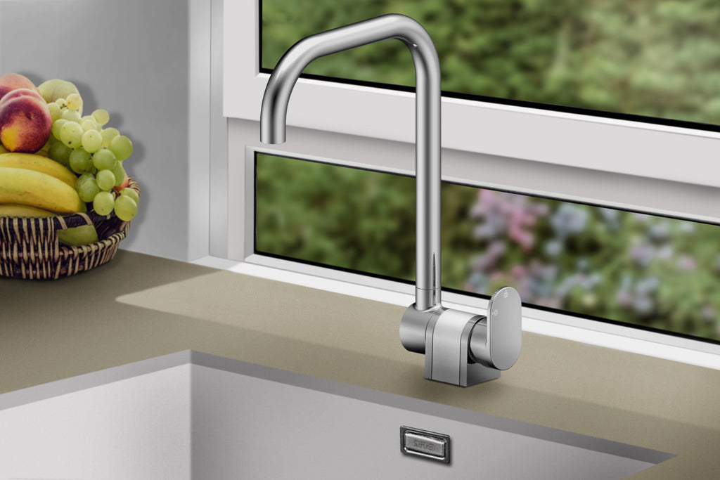 Miscelatore Lavello Sottofinestra Cromata con Inserto Colore 24,2 cm