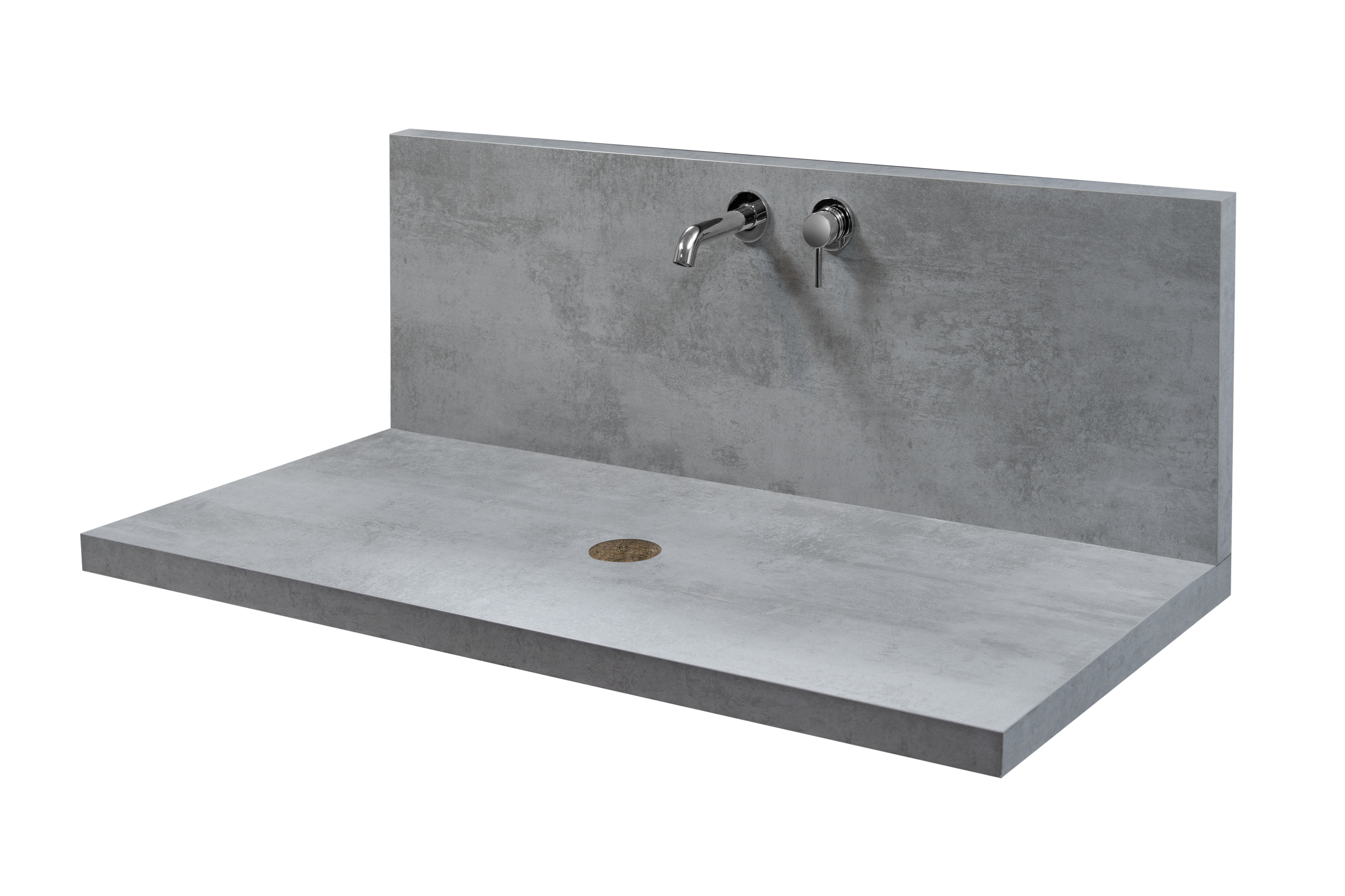 Top Ed Alzata con Miscelatore Lavabo Incasso Grigio Cemento 90 cm Grigio Cemento / Cromato