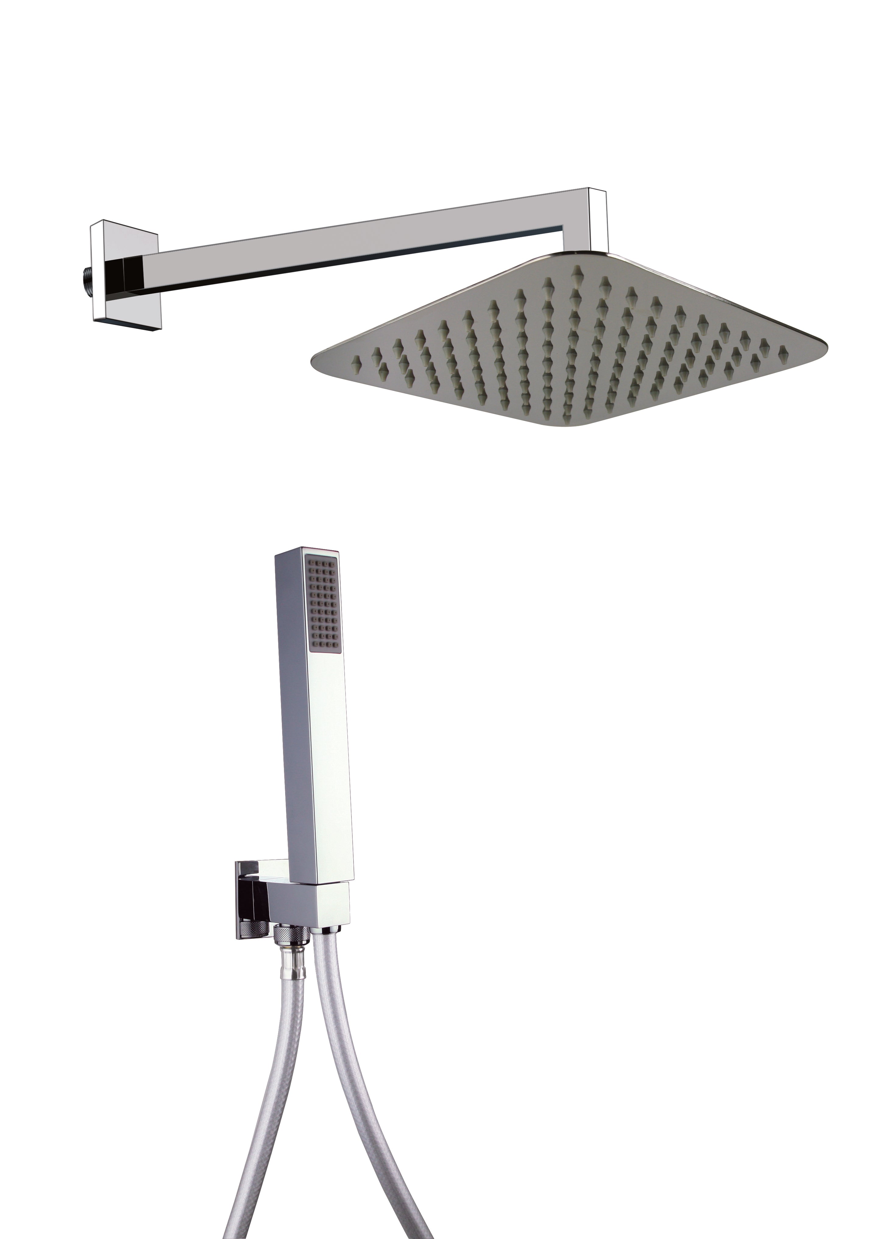 Kit Doccia con Soffione Quadro 30 cm - Braccio 40 cm Cromato