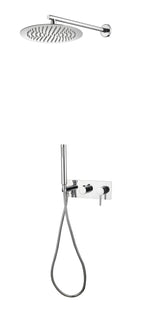 Kit Doccia Incasso con Braccio e Soffione, Doccetta, Flessibile Acciaio Cromata Fusette 25 cm