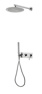 Kit Doccia Incasso con Braccio e Soffione, Doccetta, Flessibile Pvc Nichel Spazz. Fusette 25 cm Nichel Satinato
