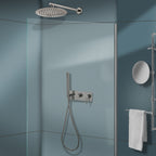 Kit Doccia Incasso con Braccio e Soffione, Doccetta, Flessibile Pvc Nichel Spazz. Fusette 25 cm Nichel Satinato