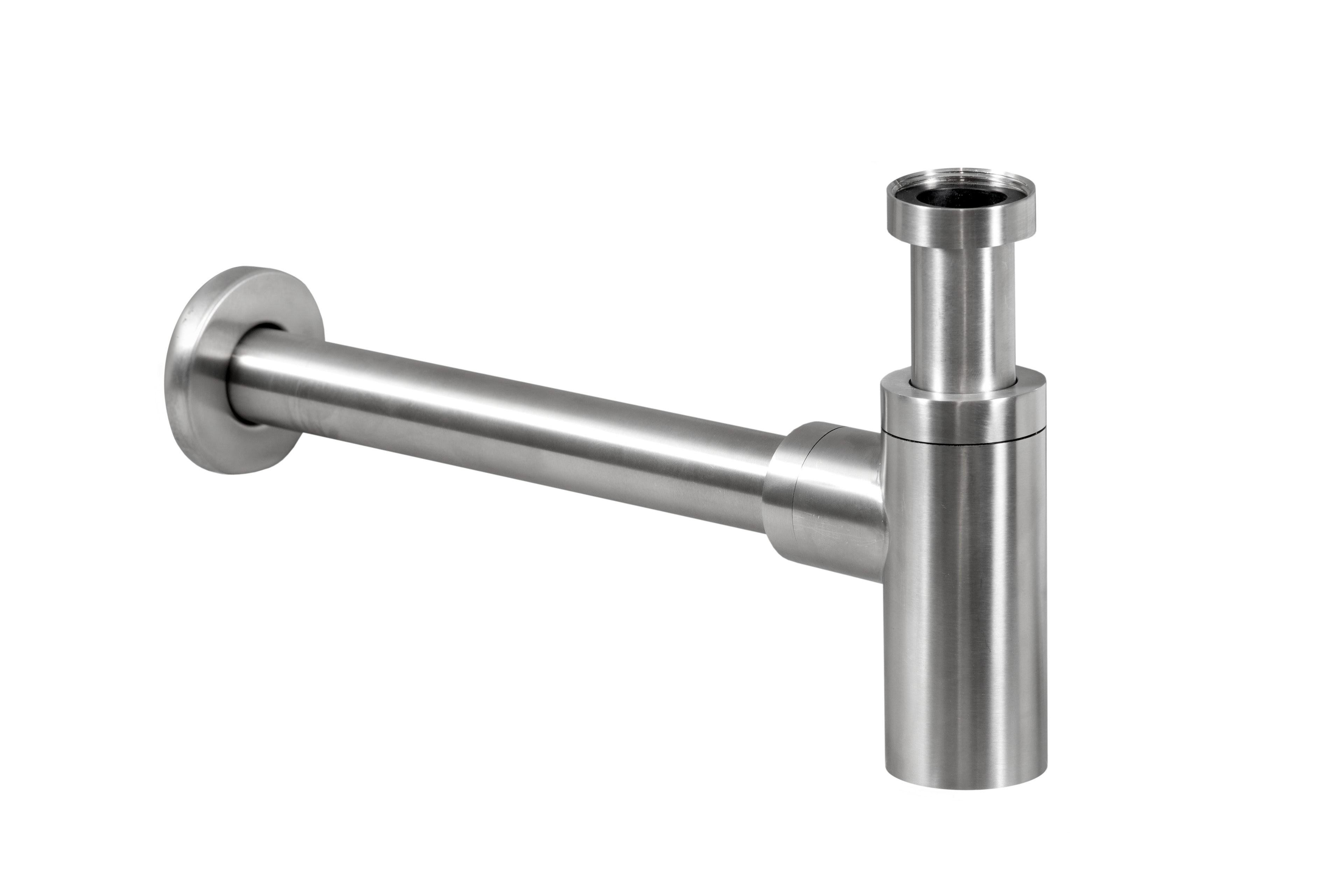 Sifone Minimalista Tondo Cromato con Attacco da 1"1/4 7 cm