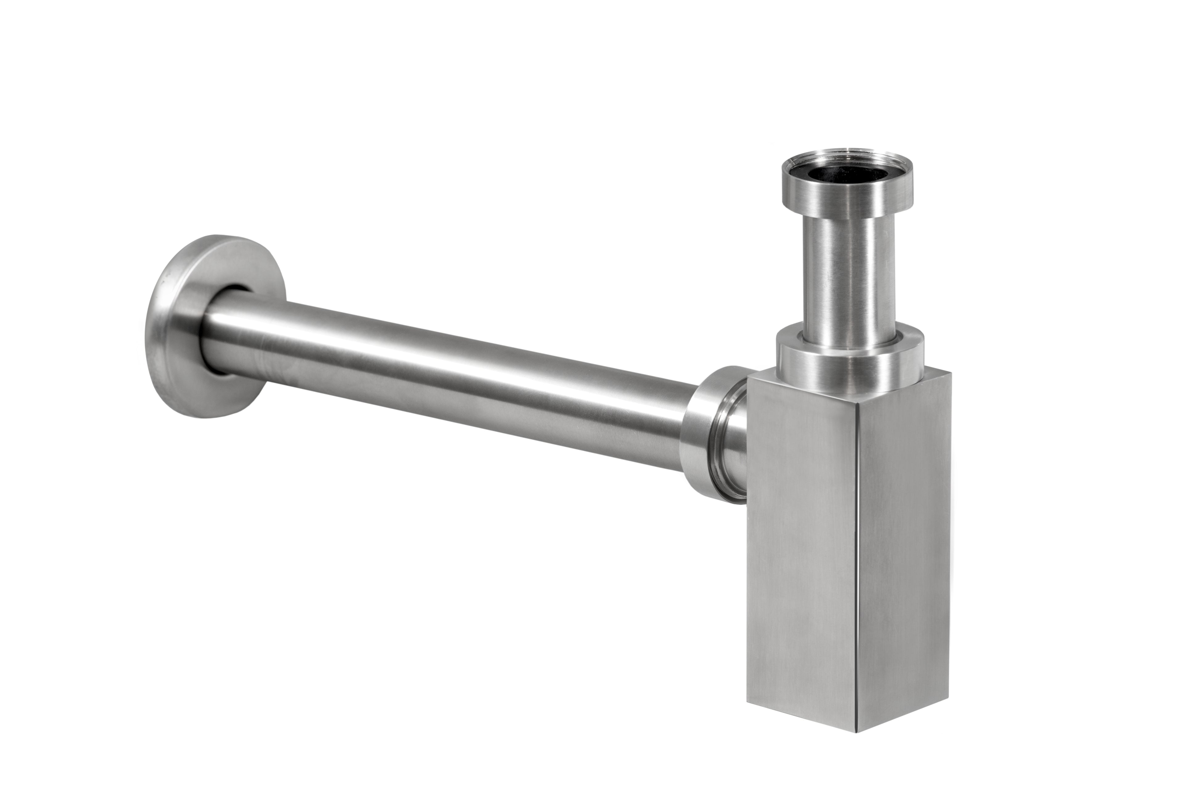 Sifone Minimalista Quadro Cromato con Attacco da 1"1/4 34,9 cm