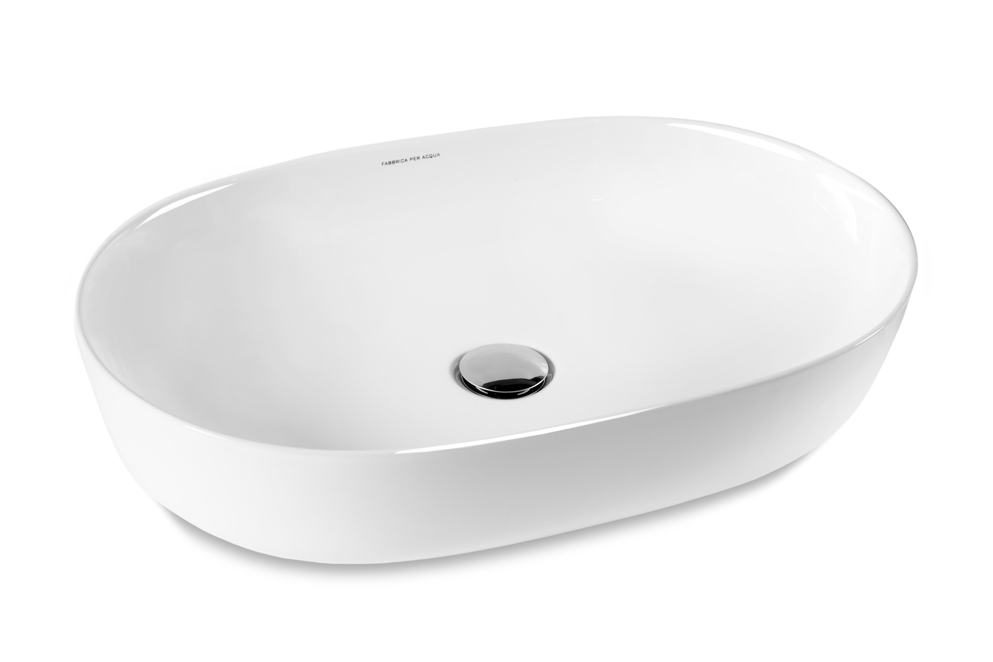 Lavabo Ovale Appoggio 600x400x135 60 cm Bianco Lucido