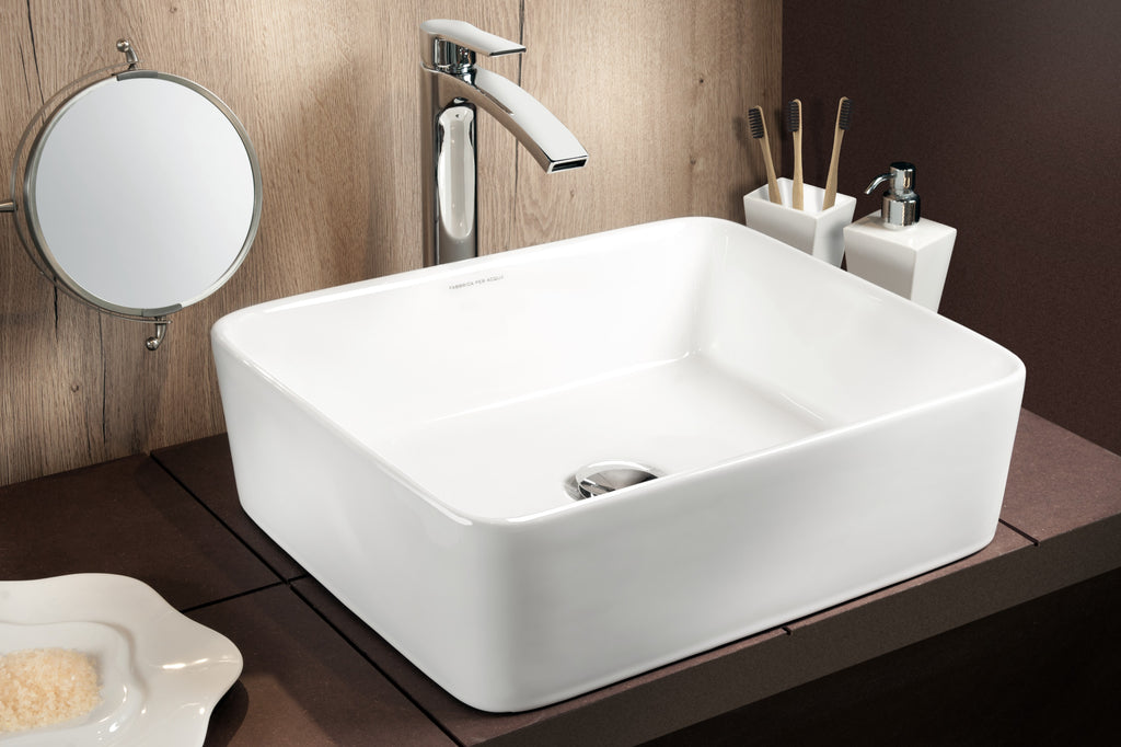Lavabo Rettangolare Appoggio 48,2 x 37 x 13,5 cm Bianco Lucido