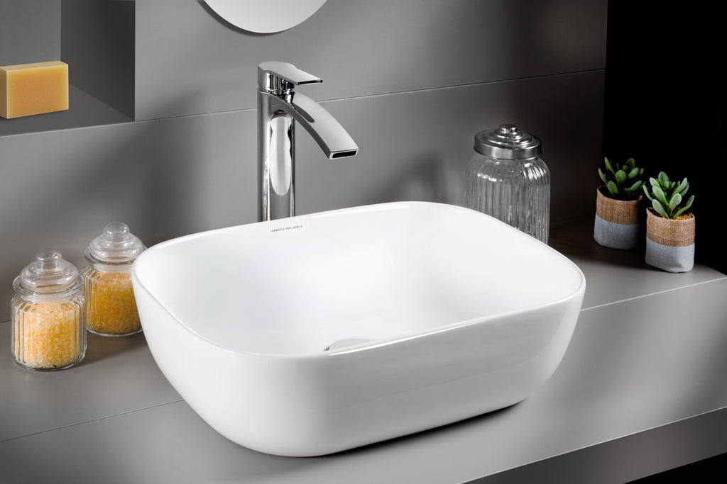 Lavabo Quadro Appoggio Bianco Lucido 45,1 x 33,5 x 13,3 cm