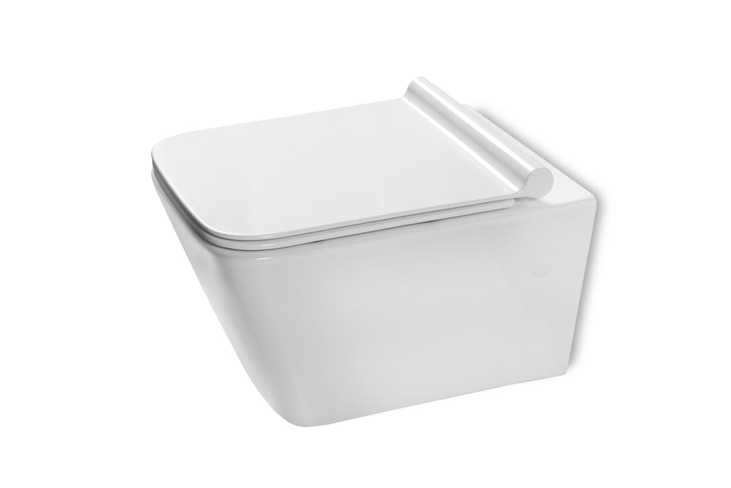 Vaso Igienico Quadrato Sospeso 45,5 cm Bianco Lucido