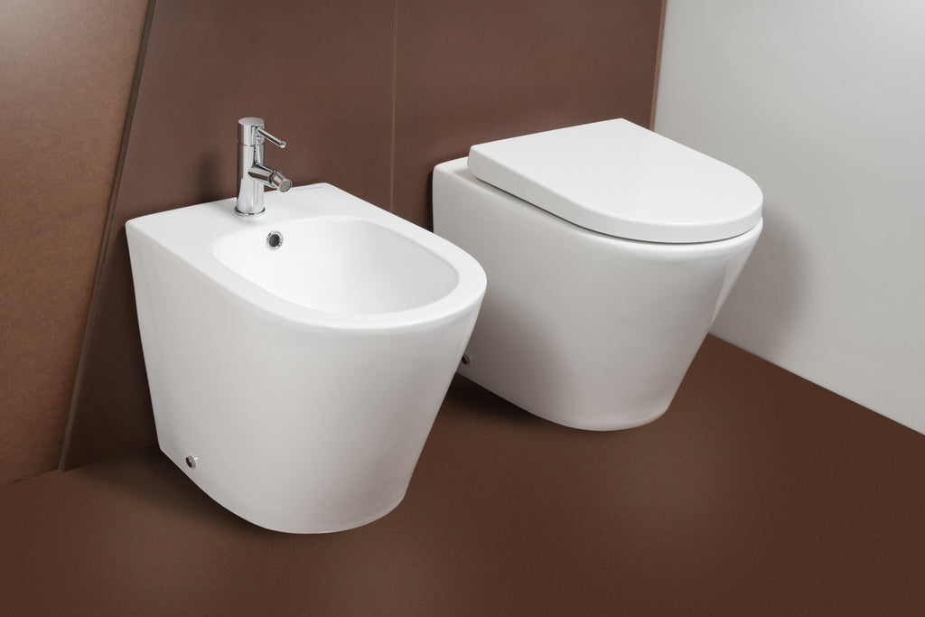 Vaso Igienico Tondo a Pavimento 52 cm Bianco Lucido