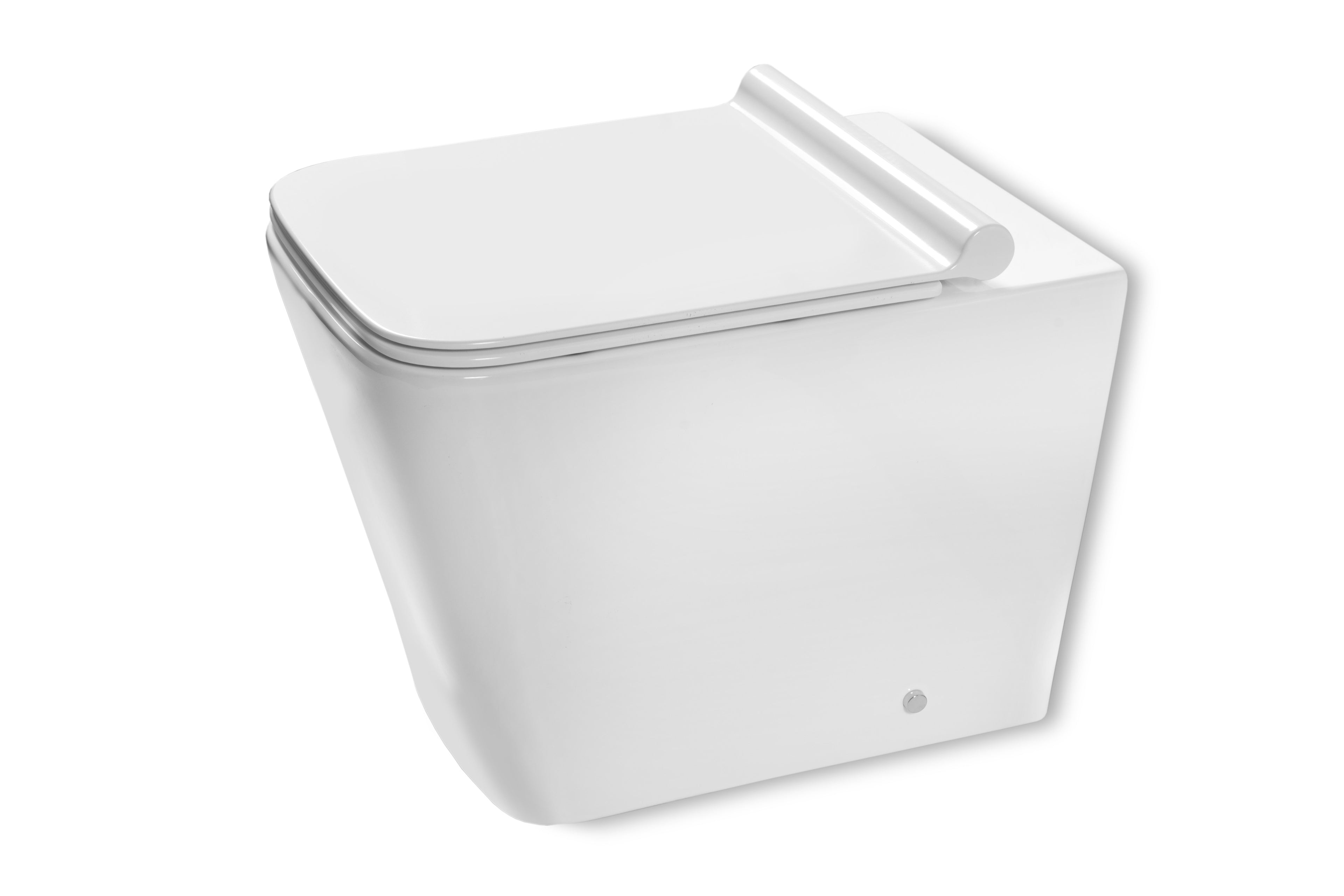 Vaso Igienico Quadrato a Pavimento Senza Brida 54 cm Bianco Lucido