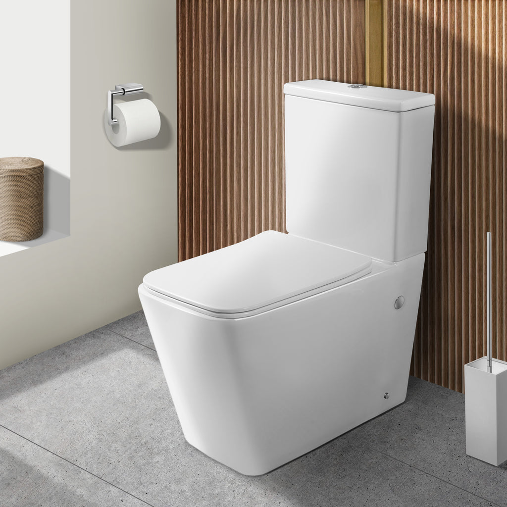 Vaso Igienico Quadrato Monoblocco 62 cm Bianco Lucido