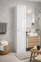 MADRID Mobile a 1 Anta - 5 Ripiani 40 cm Bianco Lucido