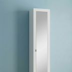 MADRID Armadio a 1 Anta - con Specchio - 5 Ripiani 40 cm Bianco Lucido