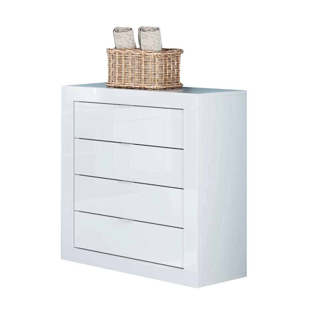 MADRID Cassettiera - con 4 Cassetti - Larghezza 70 cm Bianco Lucido