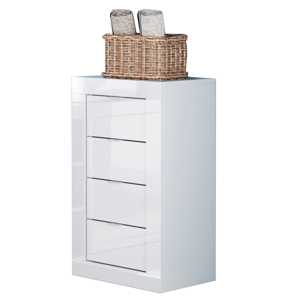 MADRID Cassettiera - con 4 Cassetti - Larghezza 42 cm Bianco Lucido
