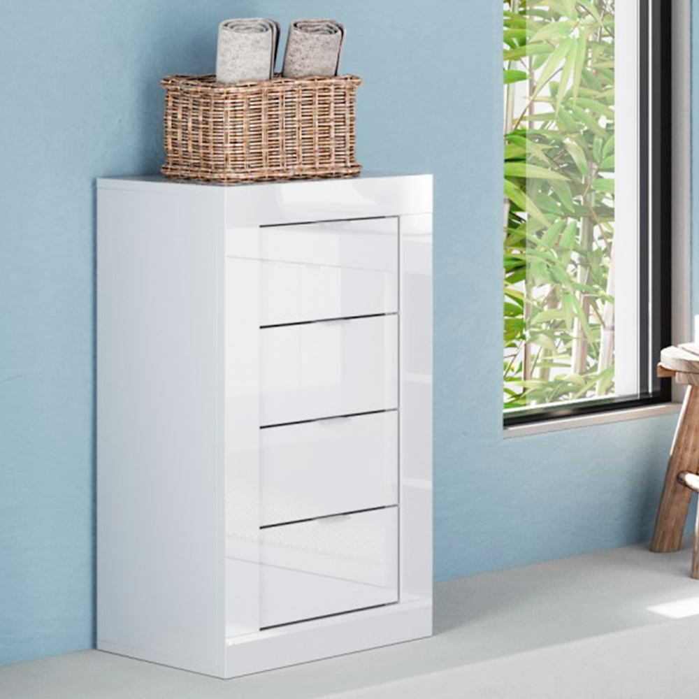 MADRID Cassettiera - con 4 Cassetti - Larghezza 42 cm Bianco Lucido