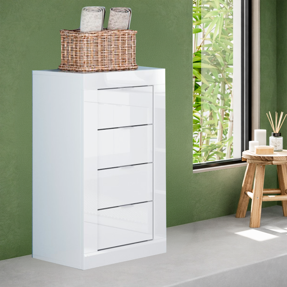 MADRID Cassettiera - con 4 Cassetti - Larghezza 42 cm Bianco Lucido