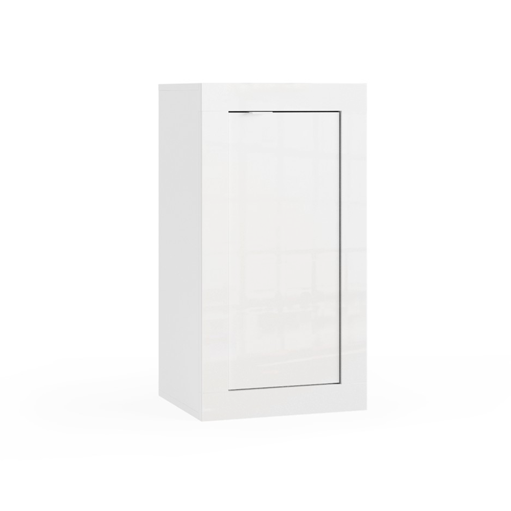 MADRID Mobile Contenitore - 1 Anta - 2 Ripiani 42 cm Bianco Lucido