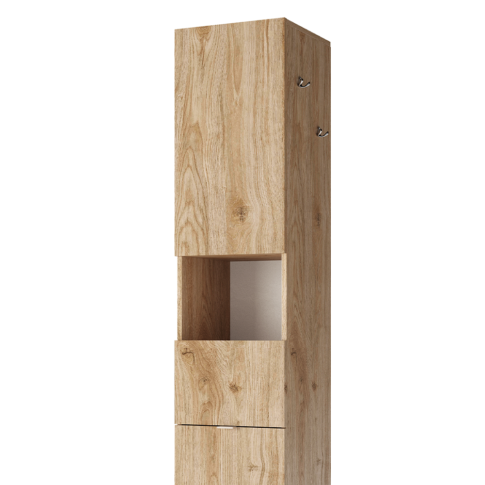 BARCELONA Colonna Girevole - con Specchio - 1 Cassetto - 2 Ante 35 cm Rovere Kadiz