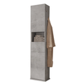 BARCELONA Colonna Girevole - con Specchio - 1 Anta - 2 Ganci in Metallo 45 cm Cemento / Bianco Lucido