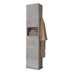 BARCELONA Colonna Girevole - con Specchio - 1 Anta - 2 Ganci in Metallo 45 cm Cemento / Bianco Lucido