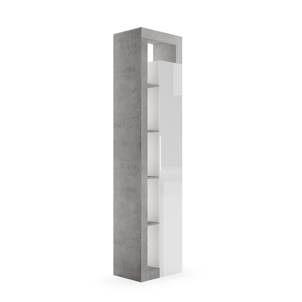 BARCELONA Colonna - 1 Porta 50 cm Cemento / Bianco Lucido