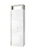 BARCELONA Mobile a 2 Ante - 5 Ripiani 65 cm Cemento / Bianco Lucido