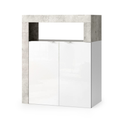 BARCELONA Mobile Contenitore - 2 Ante 64 cm Cemento / Bianco Lucido