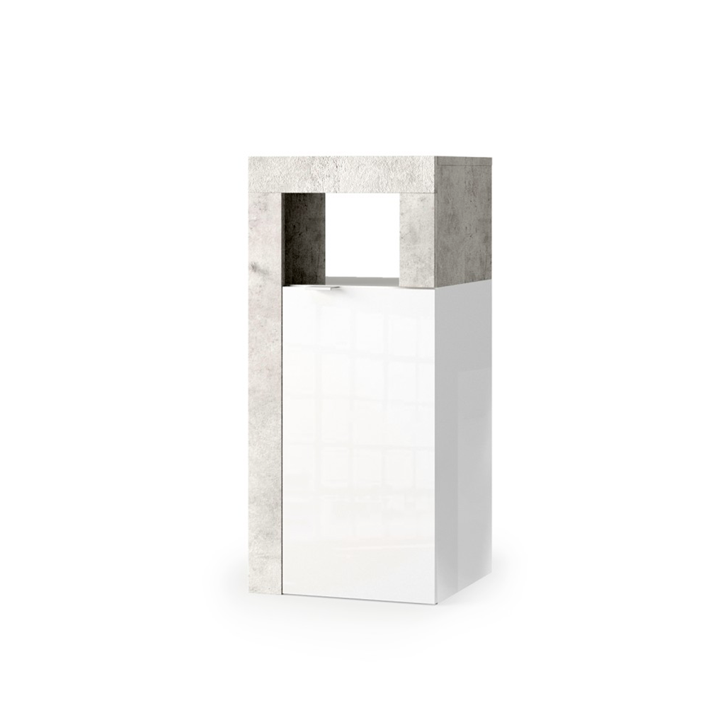 BARCELONA Mobile Contenitore - 1 Anta 35 cm Cemento / Bianco Lucido