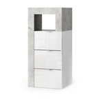 BARCELONA Cassettiera a 3 Cassetti - Larga 35 cm Cemento / Bianco Lucido