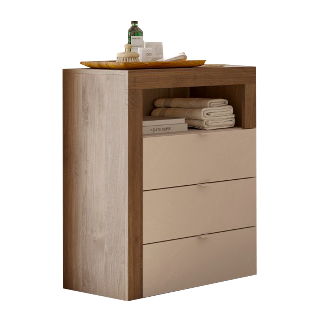 BARCELONA Cassettiera a 3 Cassetti - Larga 64 cm Mercure / Cashmere