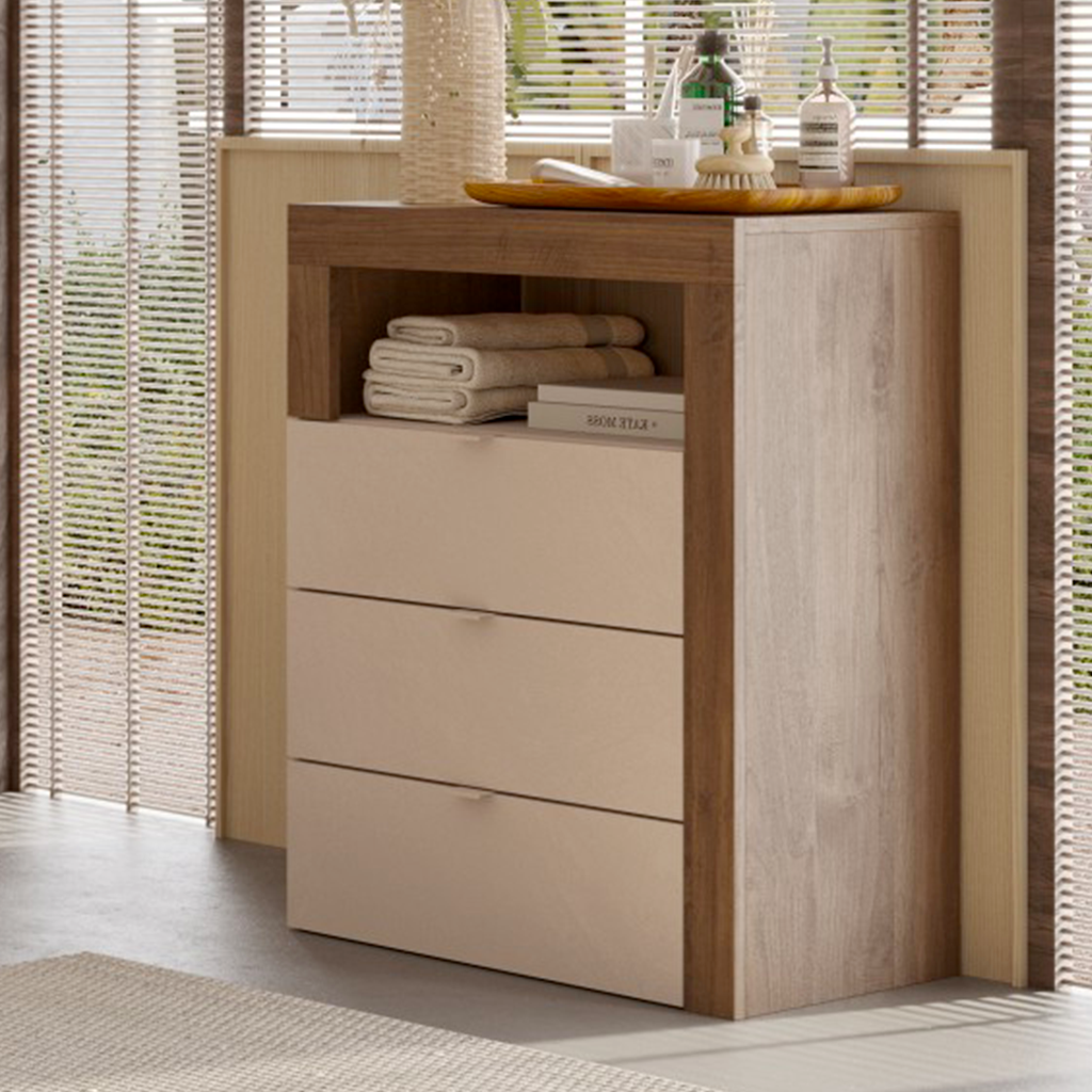 BARCELONA Cassettiera a 3 Cassetti - Larga 64 cm Mercure / Cashmere
