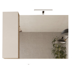 BARCELONA Mobile Bagno a Terra 2 Cassetti con Specchiera con Colonna 1 Anta e Luce LED Cashmere / Mercure