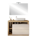 BARCELONA Mobile Bagno a Terra 2 Cassetti con Specchiera con Luce LED Cashmere / Mercure
