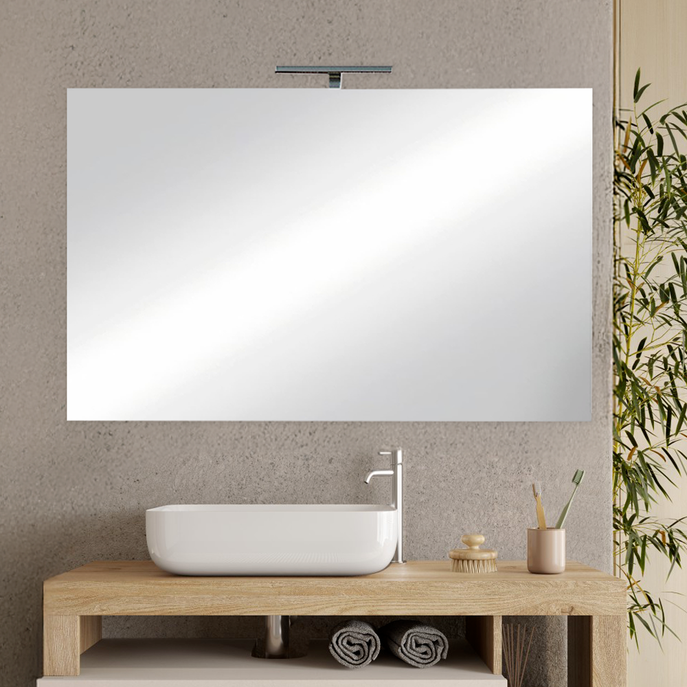 BARCELONA Mobile Bagno a Terra 2 Cassetti con Specchiera con Luce LED Cashmere / Mercure