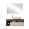 BARCELONA Mobile Bagno Sospeso 1 Cassetto con Specchiera con Luce LED Cashmere / Mercure