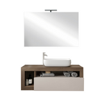 BARCELONA Mobile Bagno Sospeso 1 Cassetto con Specchiera con Luce LED Cashmere / Mercure