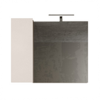 BARCELONA Mobile Bagno Sospeso 1 Cassetto con Specchiera con Colonna 1 Anta e Luce LED Cashmere / Mercure