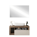 BARCELONA Mobile Bagno Sospeso 1 Cassetto con Specchiera "quadrata" - Retroilluminata Cashmere / Mercure