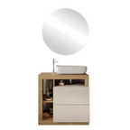 BARCELONA Mobile Bagno a Terra 2 Cassetti con Specchiera "orb" - Retroilluminata Cashmere / Mercure