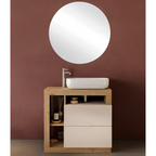 BARCELONA Mobile Bagno a Terra 2 Cassetti con Specchiera "orb" - Retroilluminata Cashmere / Mercure