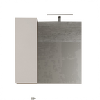 BARCELONA Mobile Bagno Sospeso 1 Cassetto con Specchiera con Colonna 1 Anta e Luce LED Cashmere / Mercure