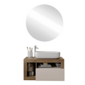 BARCELONA Mobile Bagno Sospeso 1 Cassetto con Specchiera "orb" - Retroilluminata Cashmere / Mercure